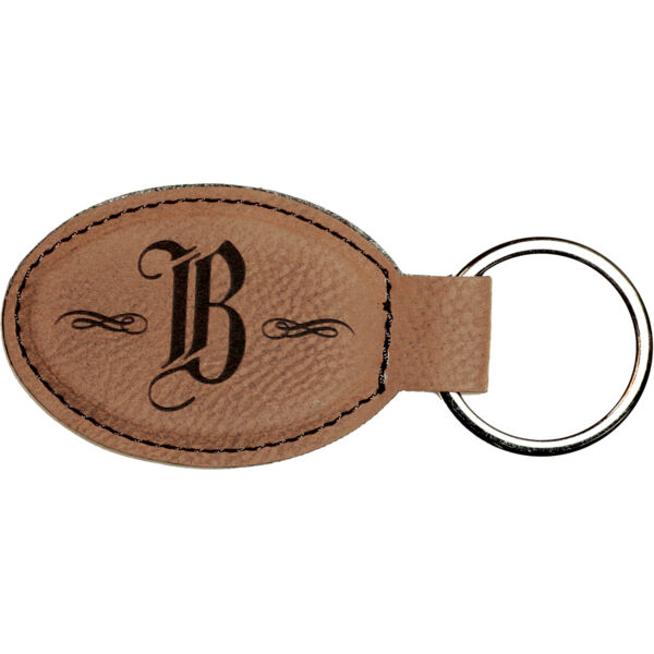 3" x 1 3/4" Laserable Leatherette Oval Keychain Thumbnail