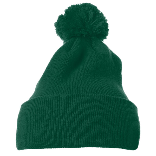 Cuffed Knit Beanie with Pom Pom Hat Thumbnail