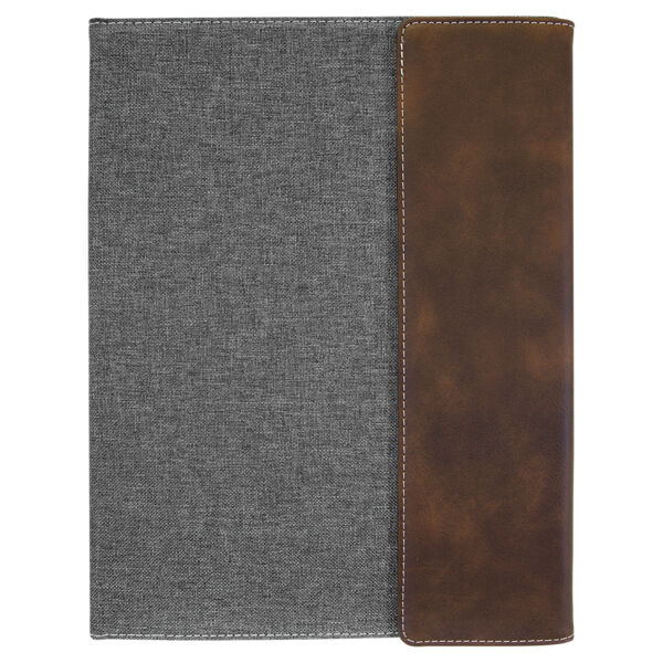 Rustic/Silver Leatherette / Gray Canvas Portfolio with Notepad Thumbnail